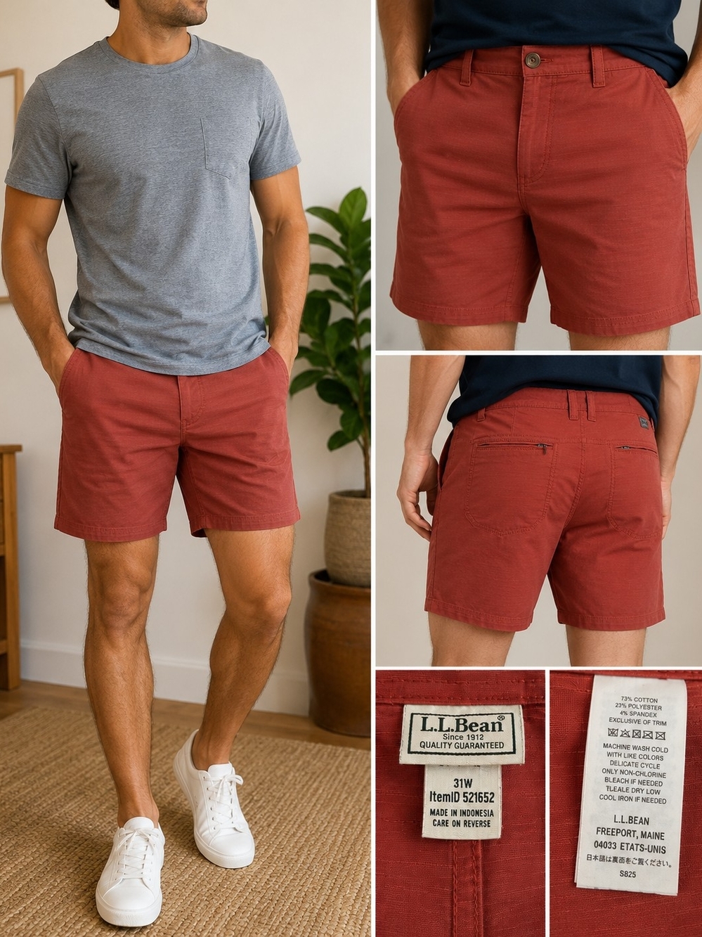 L.L. Bean Men's Brick Red Flat-Front Shorts